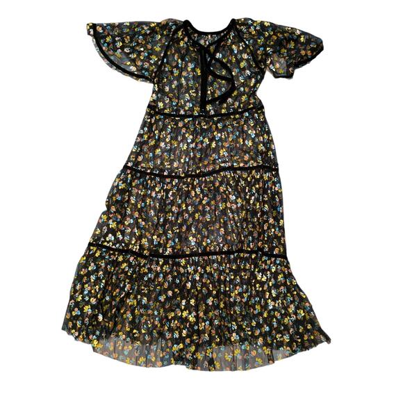 Free People Practical Magic Floral Print Mesh Dress Size XS - Picture 2 of 11